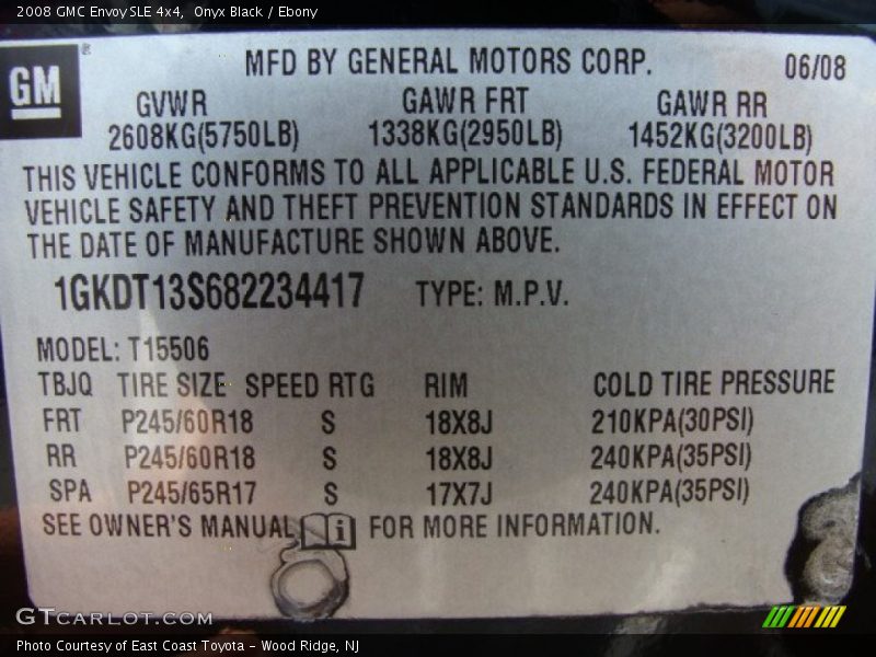 Onyx Black / Ebony 2008 GMC Envoy SLE 4x4