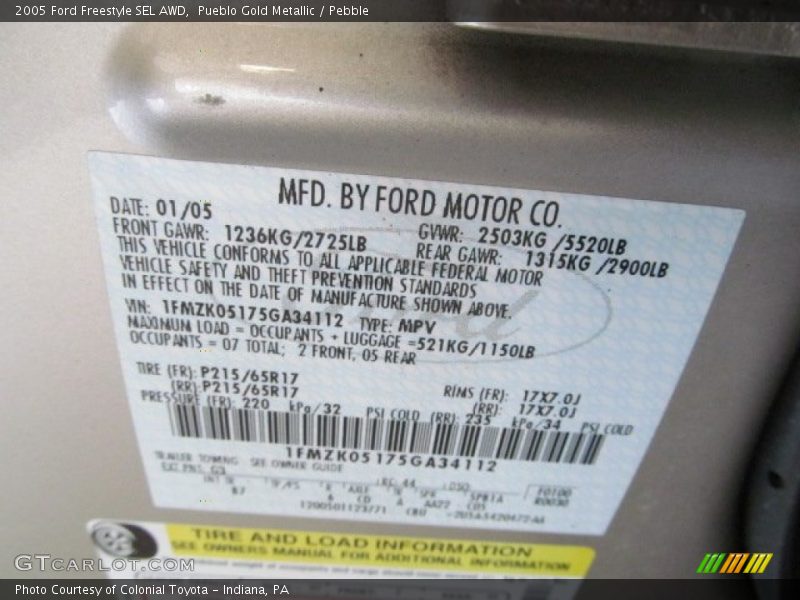 Pueblo Gold Metallic / Pebble 2005 Ford Freestyle SEL AWD