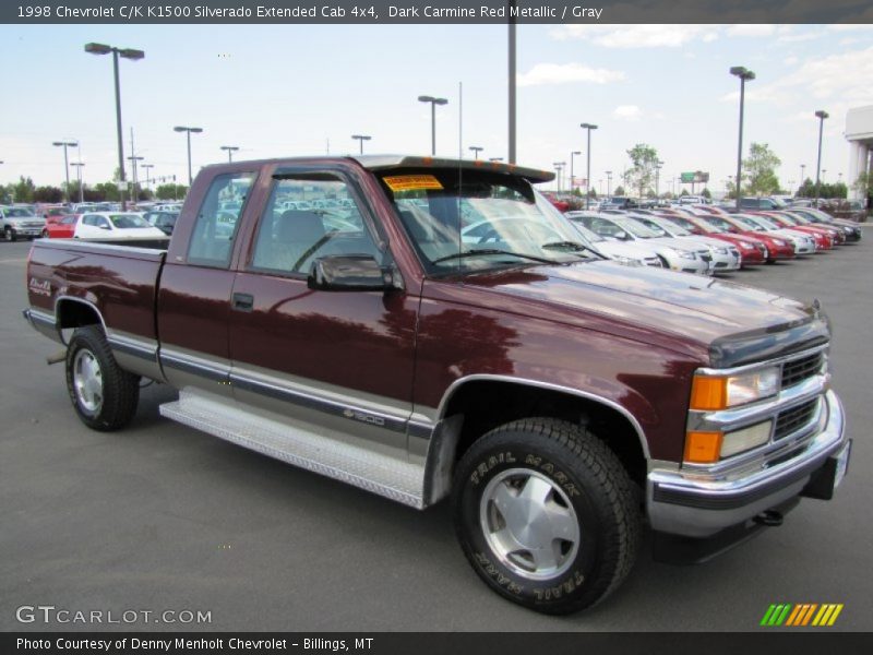 Dark Carmine Red Metallic / Gray 1998 Chevrolet C/K K1500 Silverado Extended Cab 4x4
