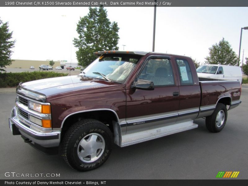 Dark Carmine Red Metallic / Gray 1998 Chevrolet C/K K1500 Silverado Extended Cab 4x4