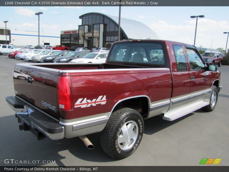 Dark Carmine Red Metallic / Gray 1998 Chevrolet C/K K1500 Silverado Extended Cab 4x4