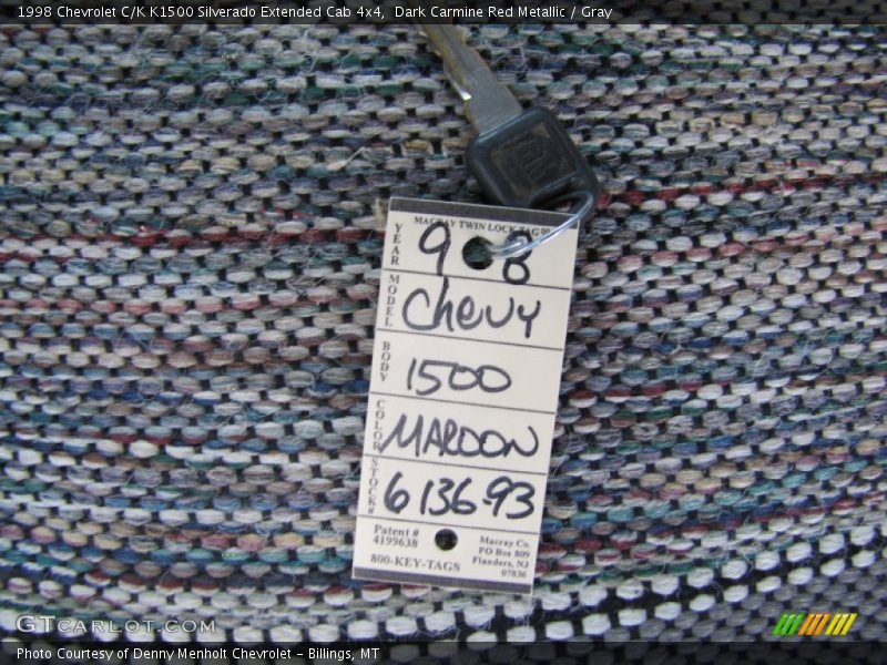 Dark Carmine Red Metallic / Gray 1998 Chevrolet C/K K1500 Silverado Extended Cab 4x4