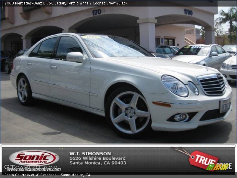 Arctic White / Cognac Brown/Black 2008 Mercedes-Benz E 550 Sedan