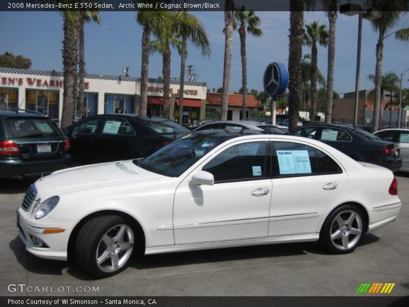 Arctic White / Cognac Brown/Black 2008 Mercedes-Benz E 550 Sedan