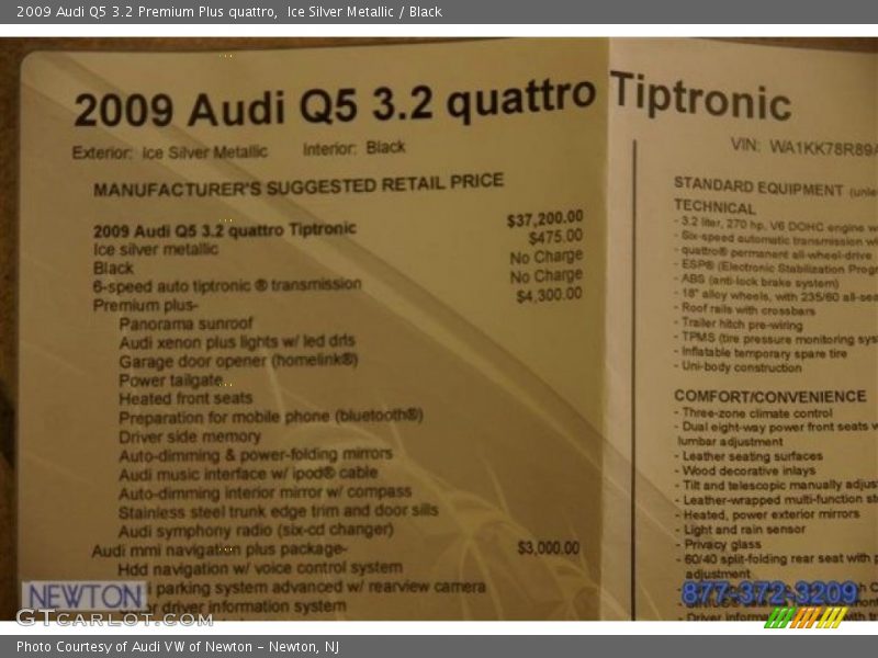 Ice Silver Metallic / Black 2009 Audi Q5 3.2 Premium Plus quattro