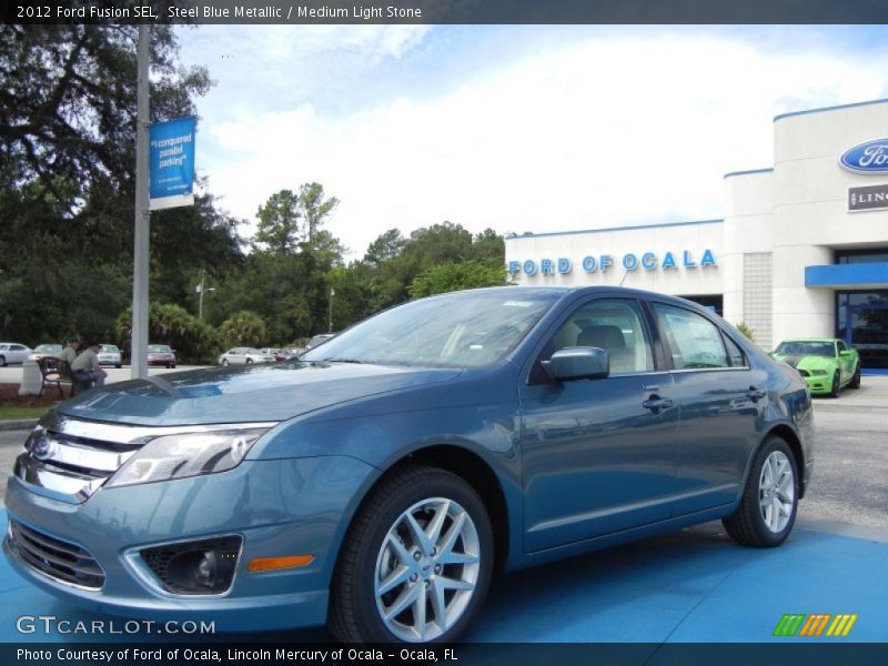 Steel Blue Metallic / Medium Light Stone 2012 Ford Fusion SEL