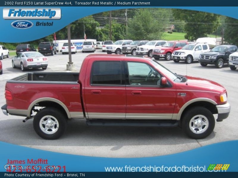 Toreador Red Metallic / Medium Parchment 2002 Ford F150 Lariat SuperCrew 4x4