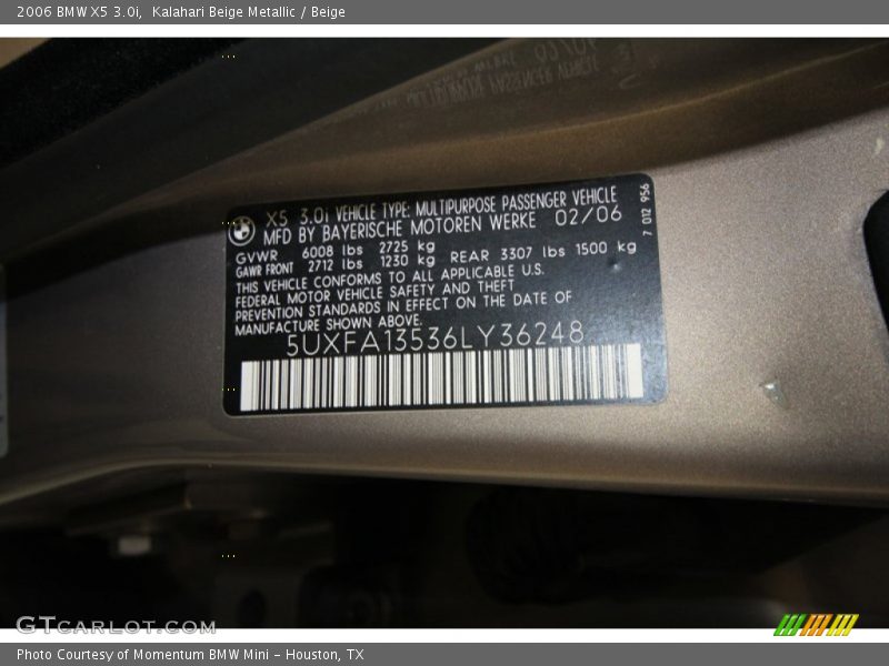 Kalahari Beige Metallic / Beige 2006 BMW X5 3.0i
