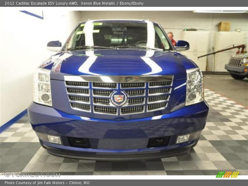 Xenon Blue Metallic / Ebony/Ebony 2012 Cadillac Escalade ESV Luxury AWD