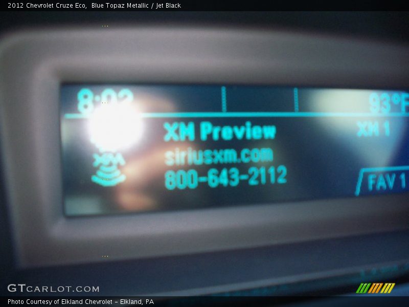 Blue Topaz Metallic / Jet Black 2012 Chevrolet Cruze Eco