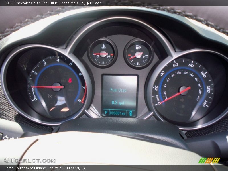 Blue Topaz Metallic / Jet Black 2012 Chevrolet Cruze Eco