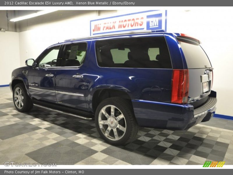 Xenon Blue Metallic / Ebony/Ebony 2012 Cadillac Escalade ESV Luxury AWD