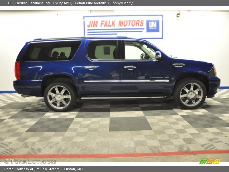 Xenon Blue Metallic / Ebony/Ebony 2012 Cadillac Escalade ESV Luxury AWD