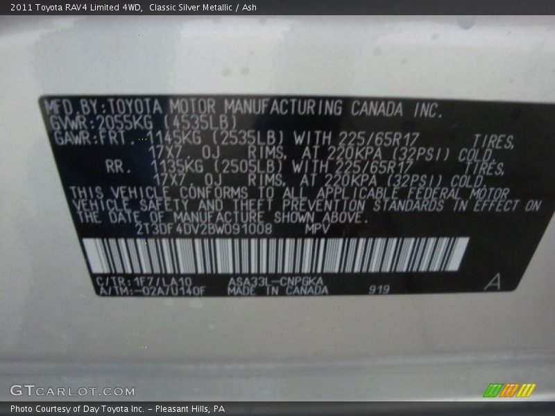 Classic Silver Metallic / Ash 2011 Toyota RAV4 Limited 4WD