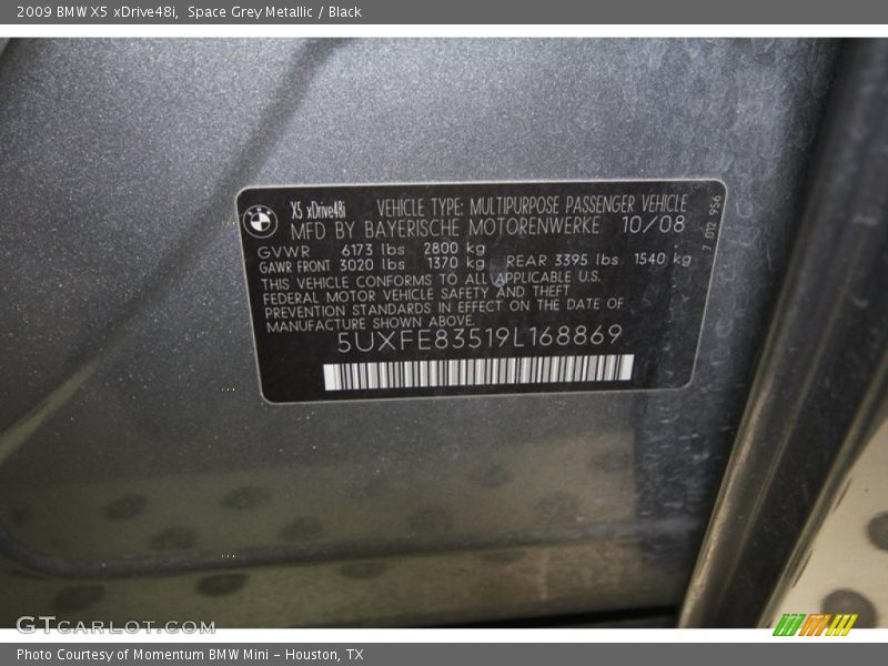 Space Grey Metallic / Black 2009 BMW X5 xDrive48i