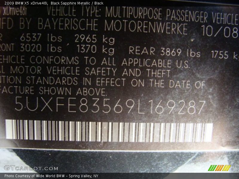 Black Sapphire Metallic / Black 2009 BMW X5 xDrive48i