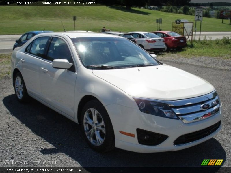 White Platinum Tri-Coat / Camel 2012 Ford Fusion SE