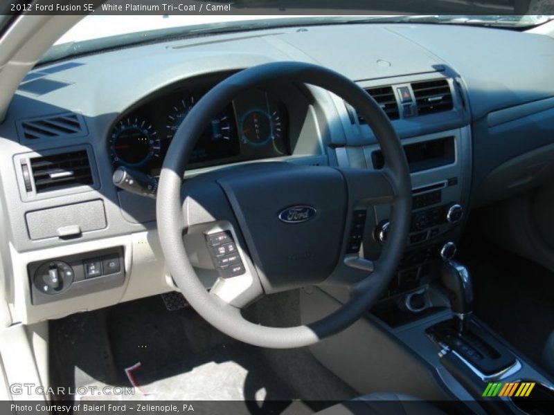 White Platinum Tri-Coat / Camel 2012 Ford Fusion SE
