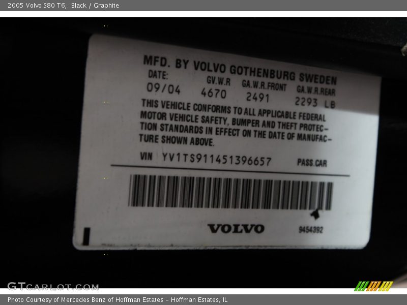 Black / Graphite 2005 Volvo S80 T6