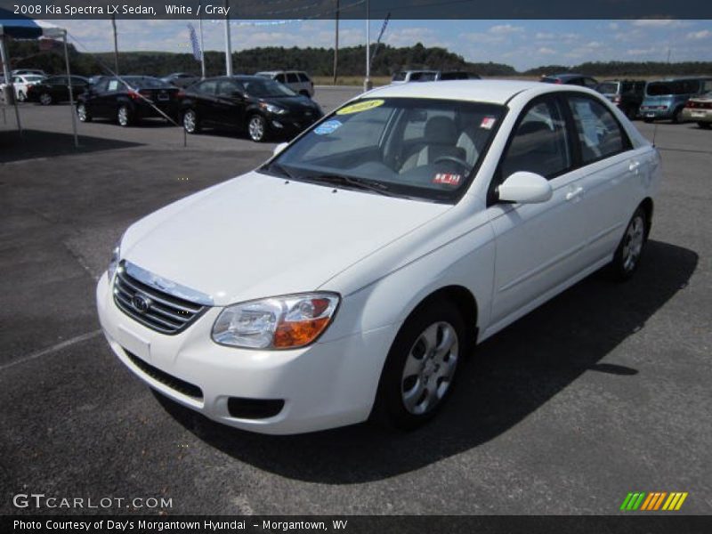 White / Gray 2008 Kia Spectra LX Sedan