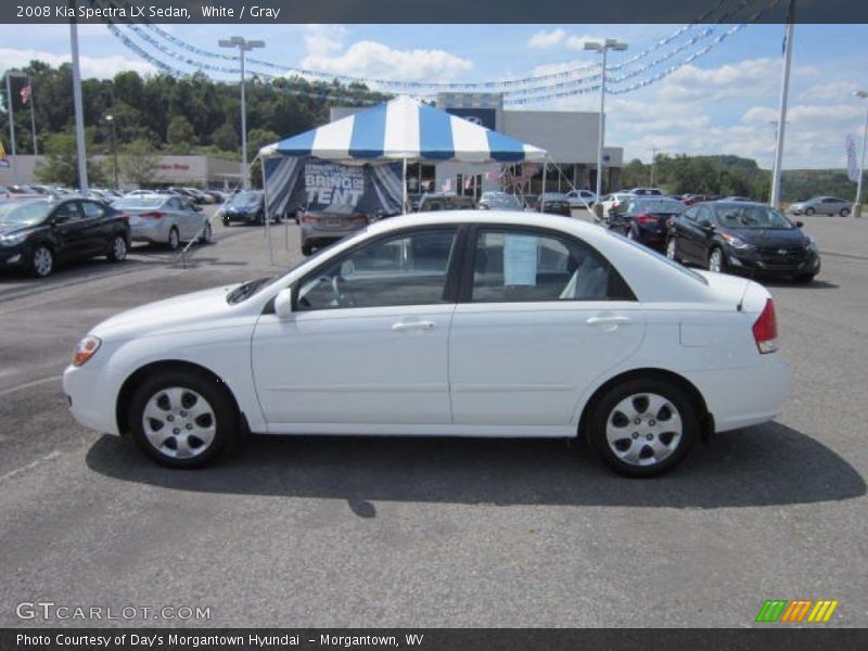 White / Gray 2008 Kia Spectra LX Sedan