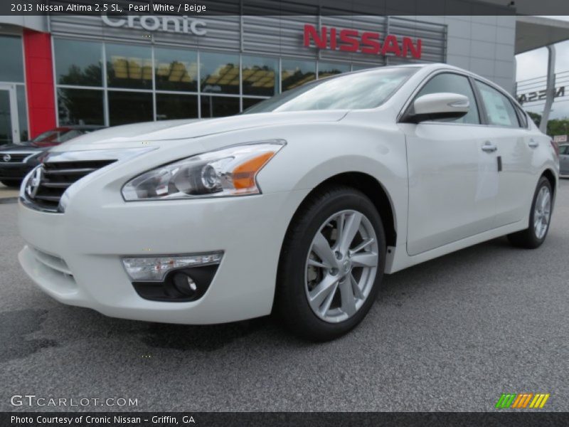 Pearl White / Beige 2013 Nissan Altima 2.5 SL
