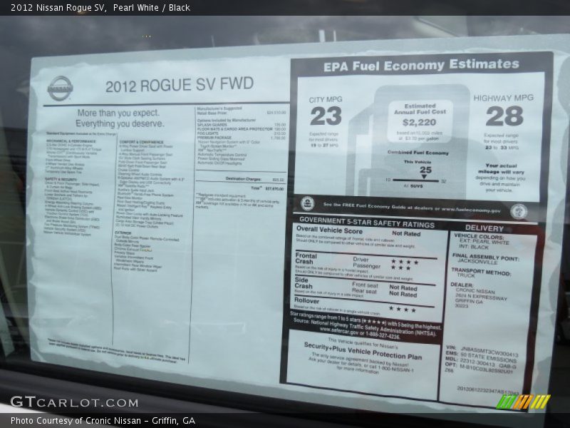 Pearl White / Black 2012 Nissan Rogue SV