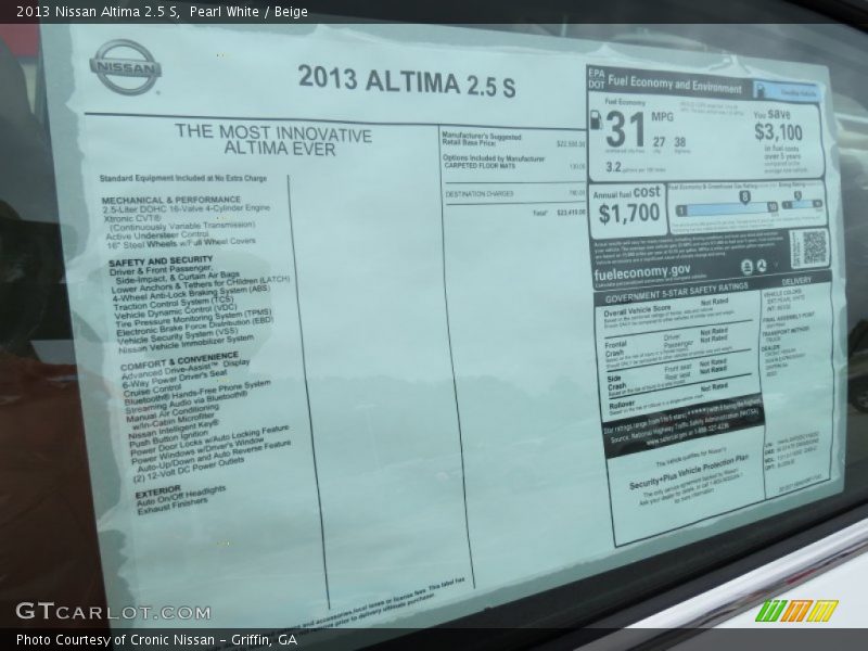 Pearl White / Beige 2013 Nissan Altima 2.5 S