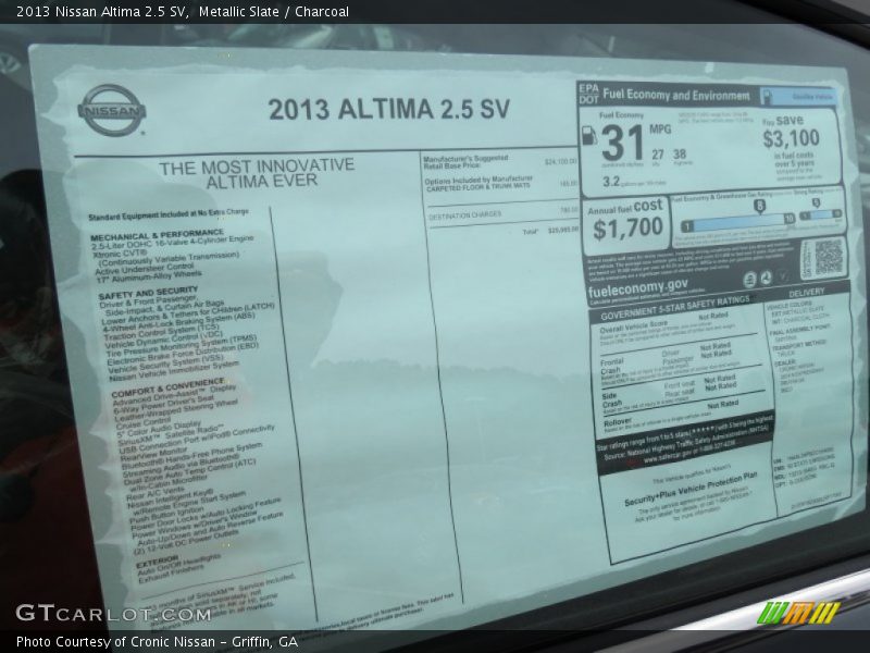 Metallic Slate / Charcoal 2013 Nissan Altima 2.5 SV