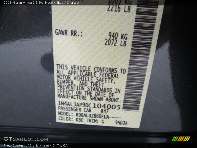 Metallic Slate / Charcoal 2013 Nissan Altima 2.5 SV