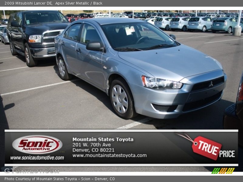 Apex Silver Metallic / Black 2009 Mitsubishi Lancer DE