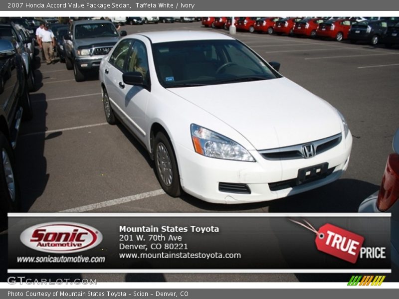 Taffeta White / Ivory 2007 Honda Accord Value Package Sedan