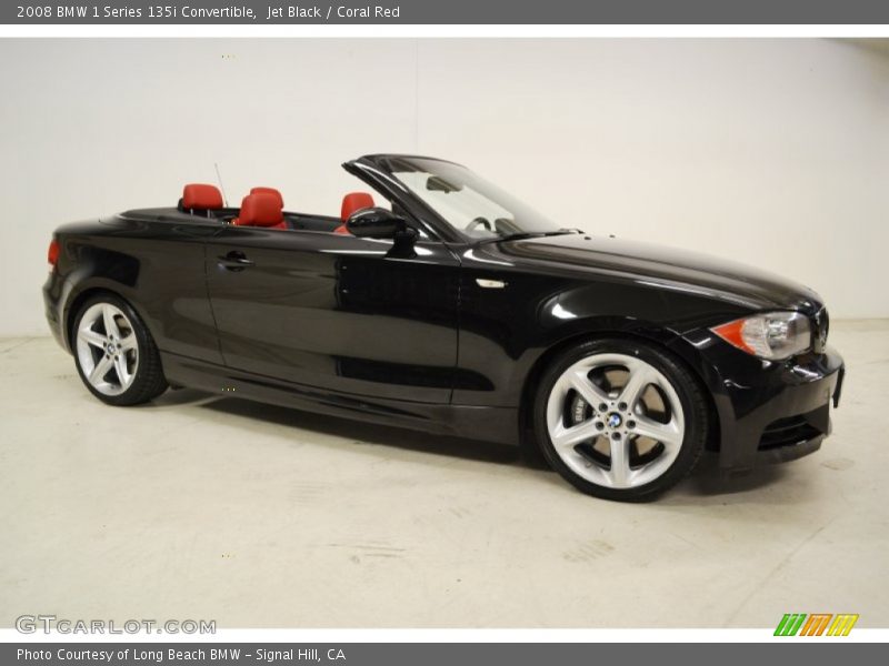 Jet Black / Coral Red 2008 BMW 1 Series 135i Convertible