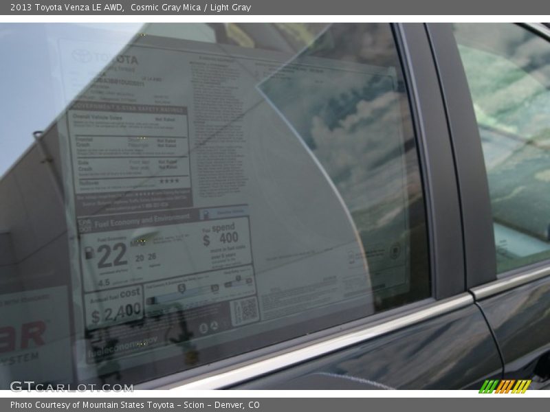Cosmic Gray Mica / Light Gray 2013 Toyota Venza LE AWD
