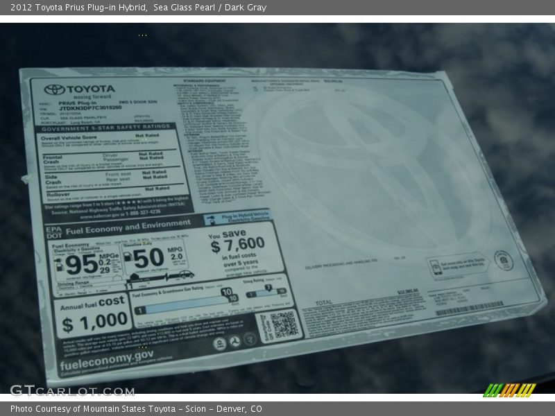  2012 Prius Plug-in Hybrid Window Sticker