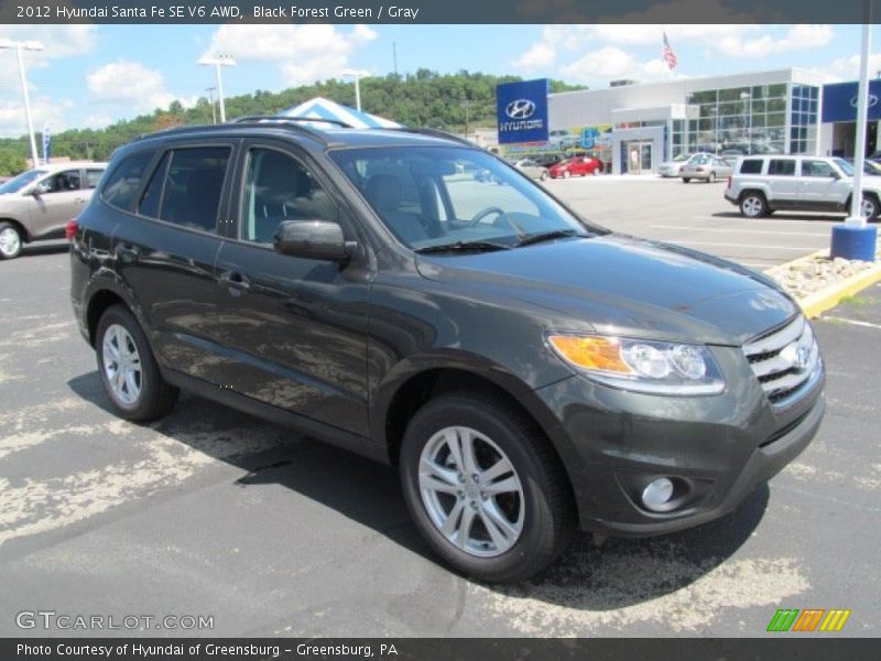 Black Forest Green / Gray 2012 Hyundai Santa Fe SE V6 AWD