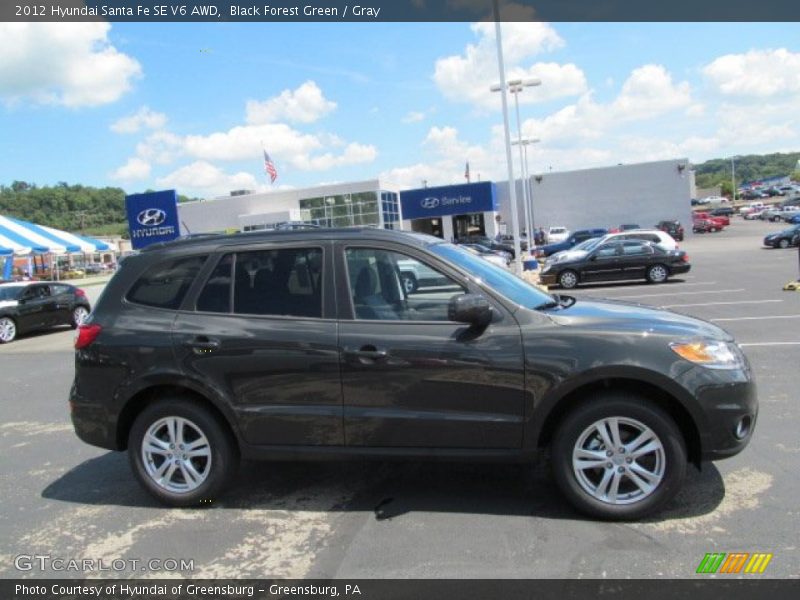 Black Forest Green / Gray 2012 Hyundai Santa Fe SE V6 AWD