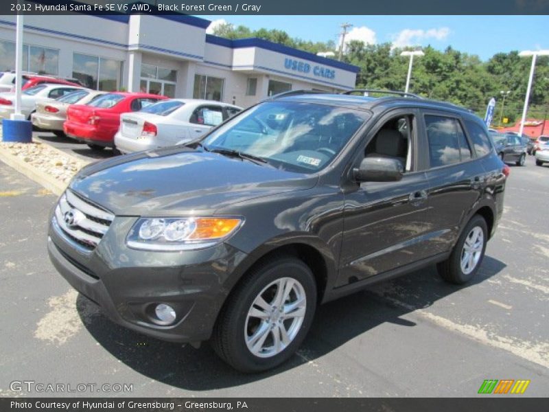 Black Forest Green / Gray 2012 Hyundai Santa Fe SE V6 AWD