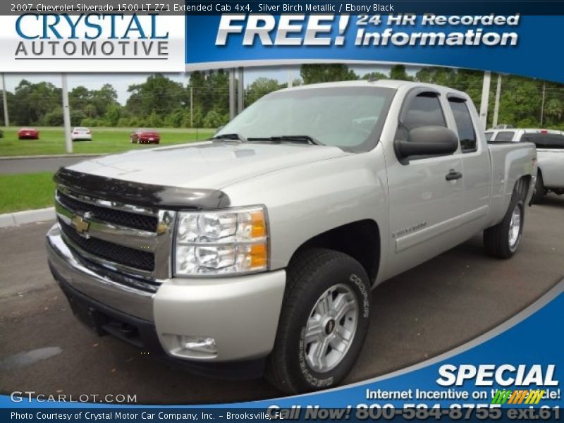 Silver Birch Metallic / Ebony Black 2007 Chevrolet Silverado 1500 LT Z71 Extended Cab 4x4