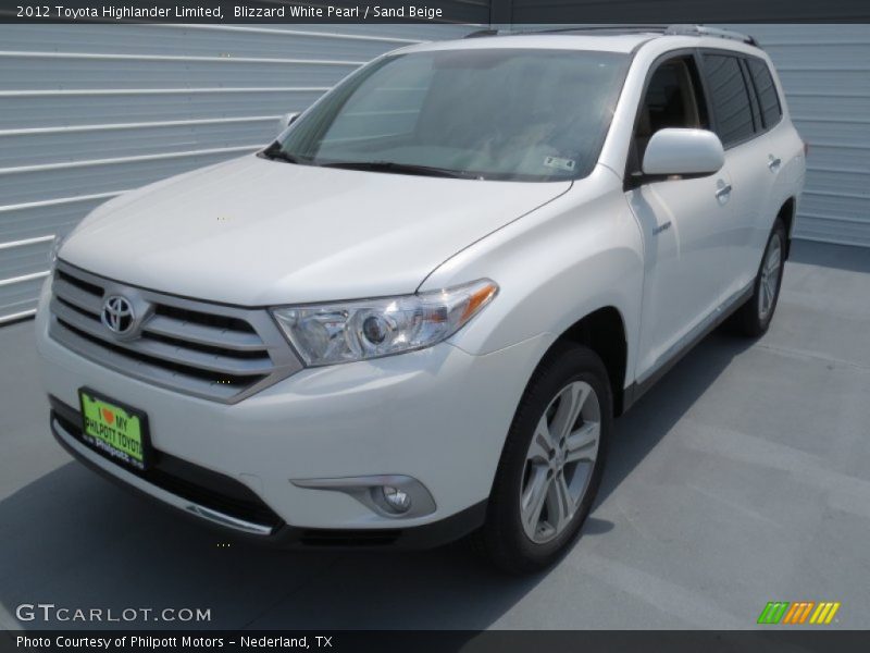 Blizzard White Pearl / Sand Beige 2012 Toyota Highlander Limited
