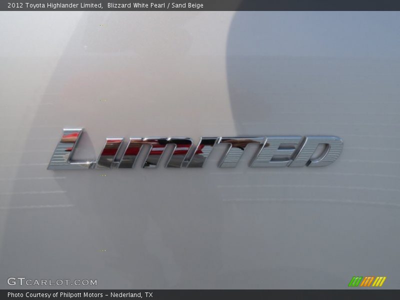 Blizzard White Pearl / Sand Beige 2012 Toyota Highlander Limited