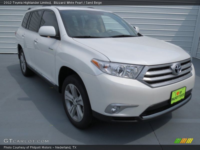 Blizzard White Pearl / Sand Beige 2012 Toyota Highlander Limited