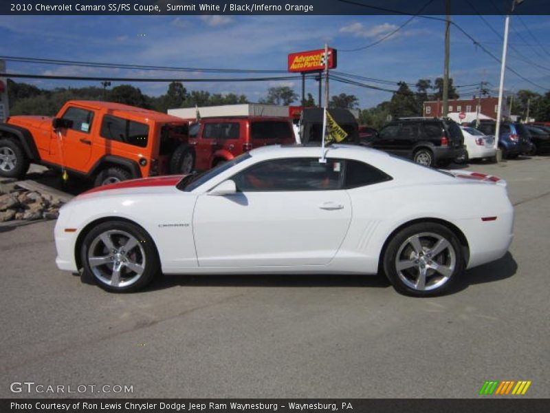 Summit White / Black/Inferno Orange 2010 Chevrolet Camaro SS/RS Coupe