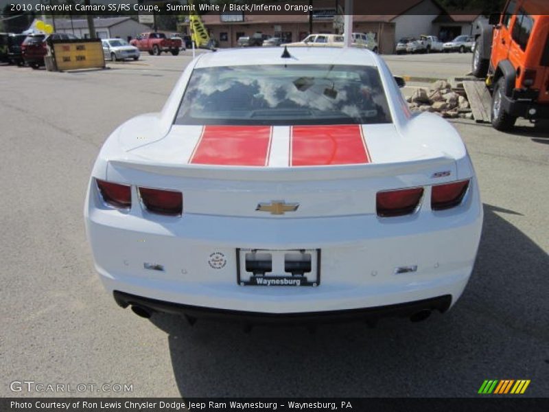 Summit White / Black/Inferno Orange 2010 Chevrolet Camaro SS/RS Coupe