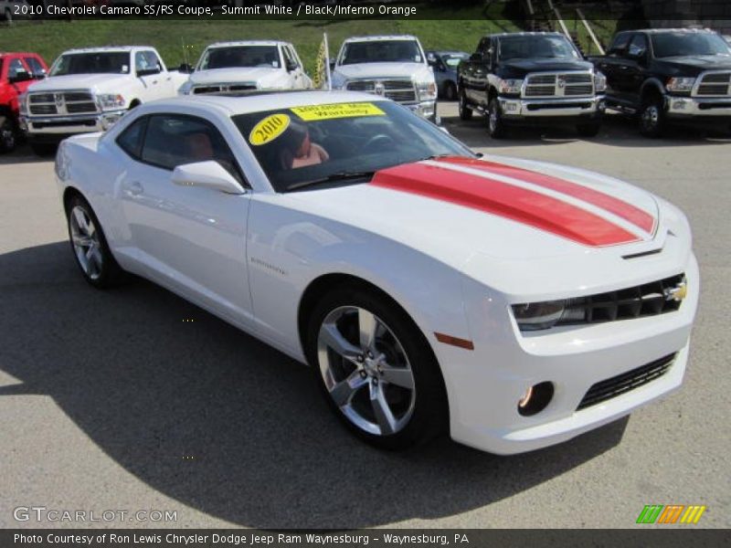 Summit White / Black/Inferno Orange 2010 Chevrolet Camaro SS/RS Coupe
