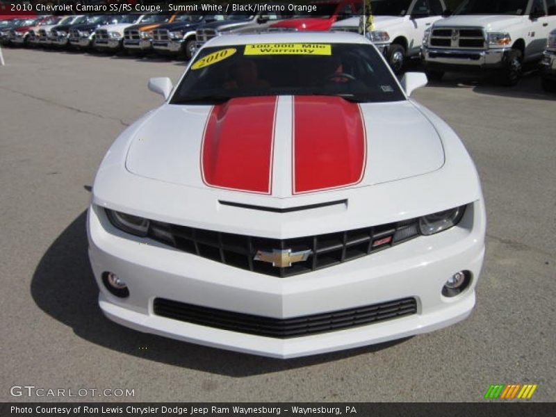 Summit White / Black/Inferno Orange 2010 Chevrolet Camaro SS/RS Coupe