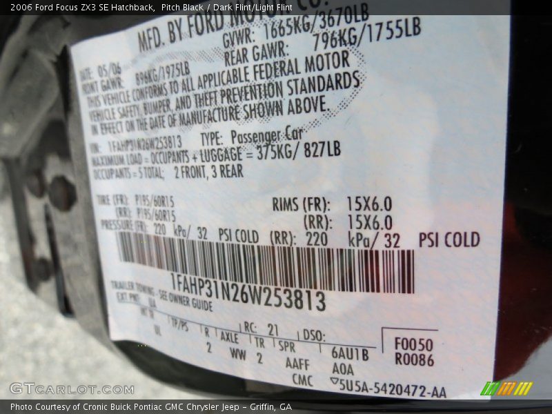 Pitch Black / Dark Flint/Light Flint 2006 Ford Focus ZX3 SE Hatchback