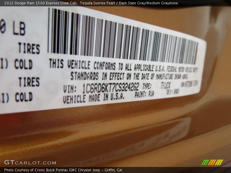 Tequila Sunrise Pearl / Dark Slate Gray/Medium Graystone 2012 Dodge Ram 1500 Express Crew Cab