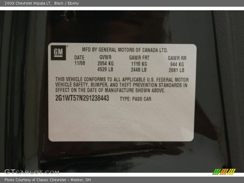 Black / Ebony 2009 Chevrolet Impala LT