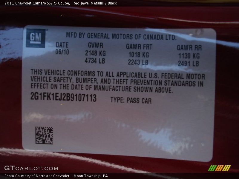 Red Jewel Metallic / Black 2011 Chevrolet Camaro SS/RS Coupe